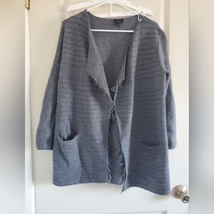 Talbots 100% Wool Gray Wrap Tunic Sweater